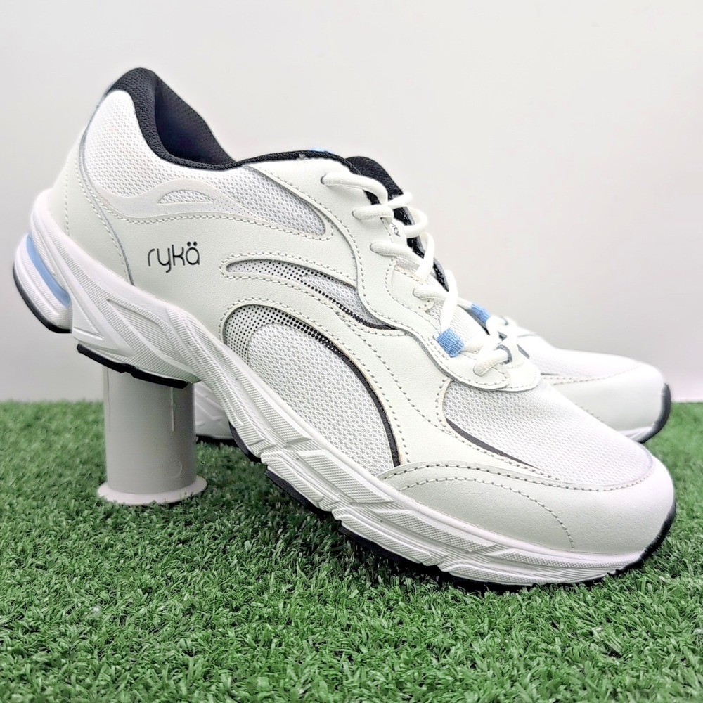 RYKA Integrity Shoes Womens 12 Wide White Blue Lightweight Mesh Walking Sneakers